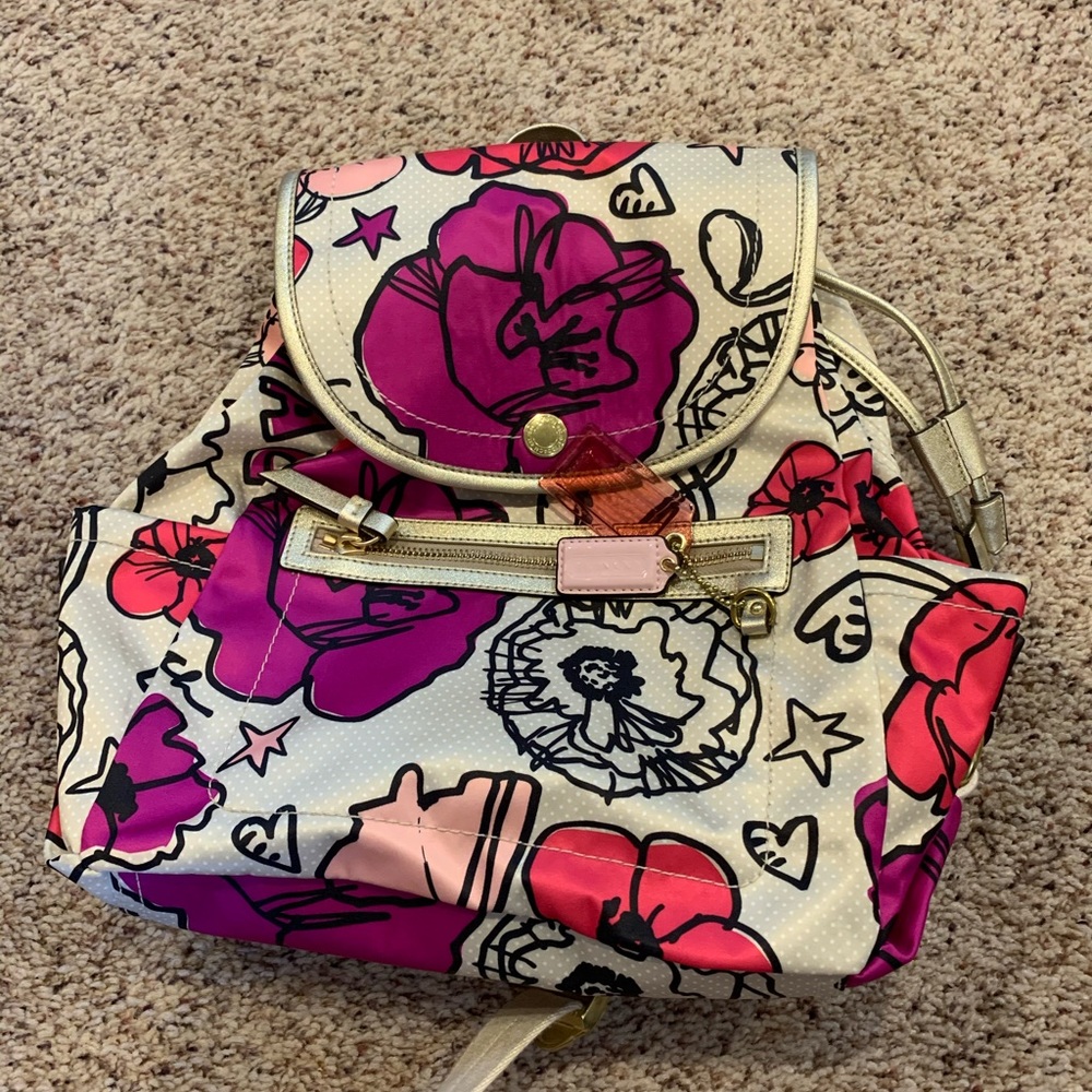 coach floral backpack